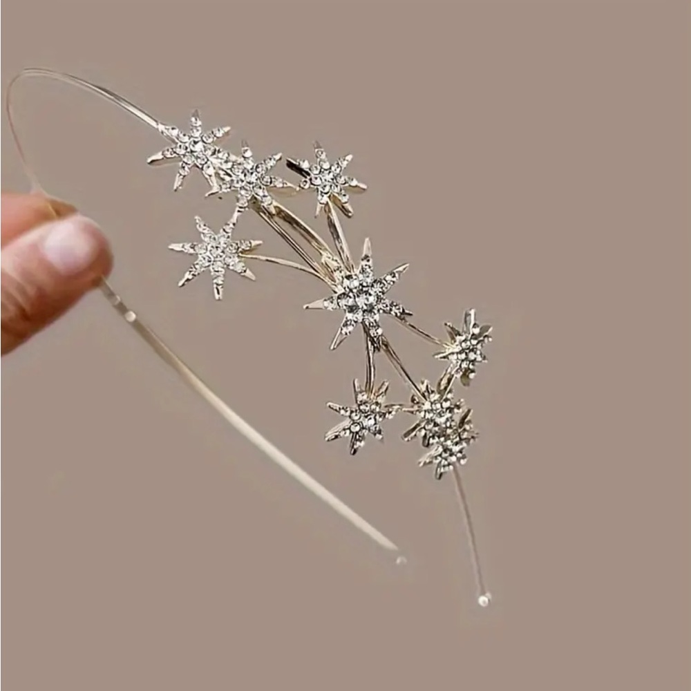 Golden Starry Rhinestone Headband - Picture 2 of 5